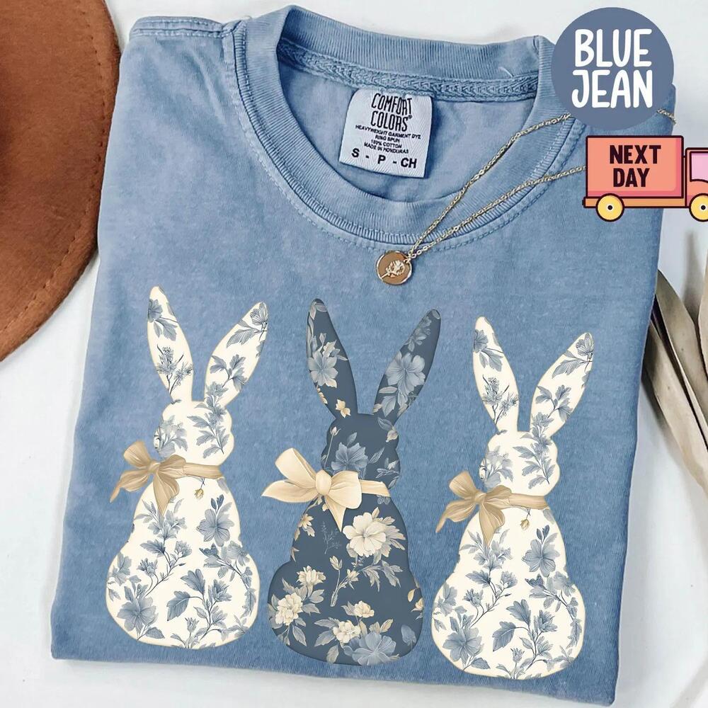 Coquette Bow Easter Shirt Floral Bunny Shirt Cute Easter Shirt